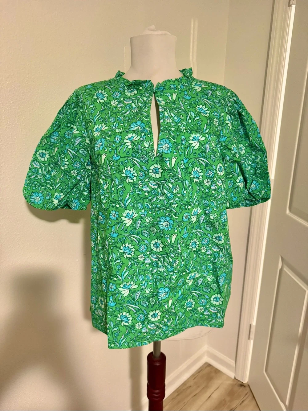 J.Crew Ruffle-Trim Short-Sleeve Top in Marigold Blooms – Size Small – NWT